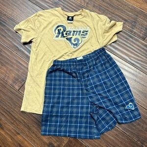 NFL Rams plaid pajama shorts set boys Sz L 14/16